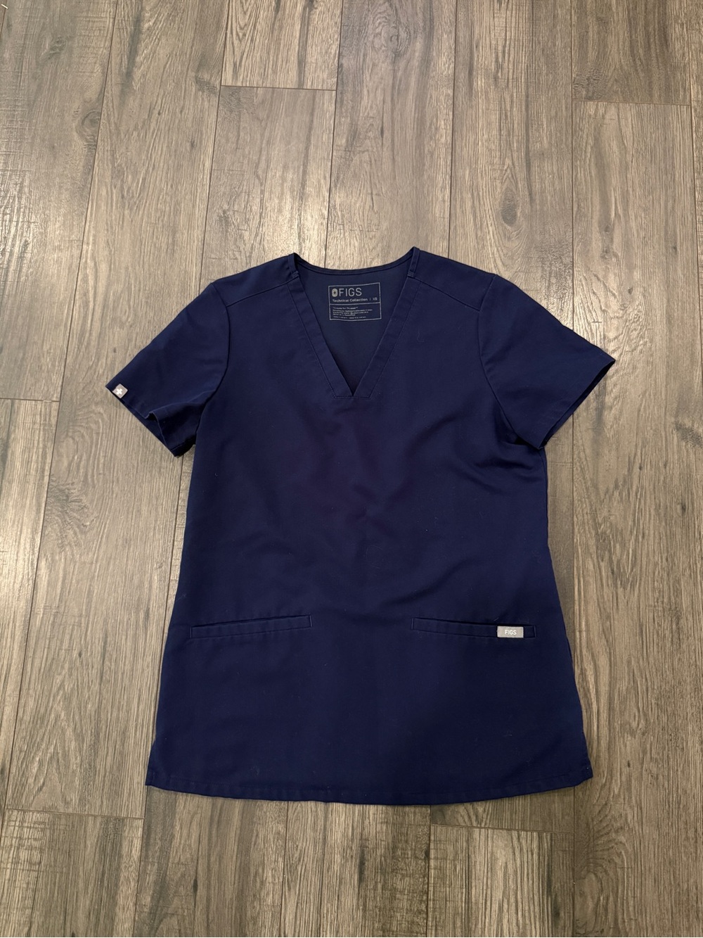 Figs Navy V-Neck Scrub Top